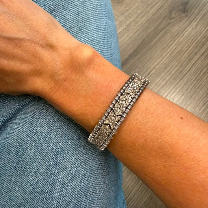 Pulsera Macrame Silver Diamond - LAURA CANTU JEWELRY