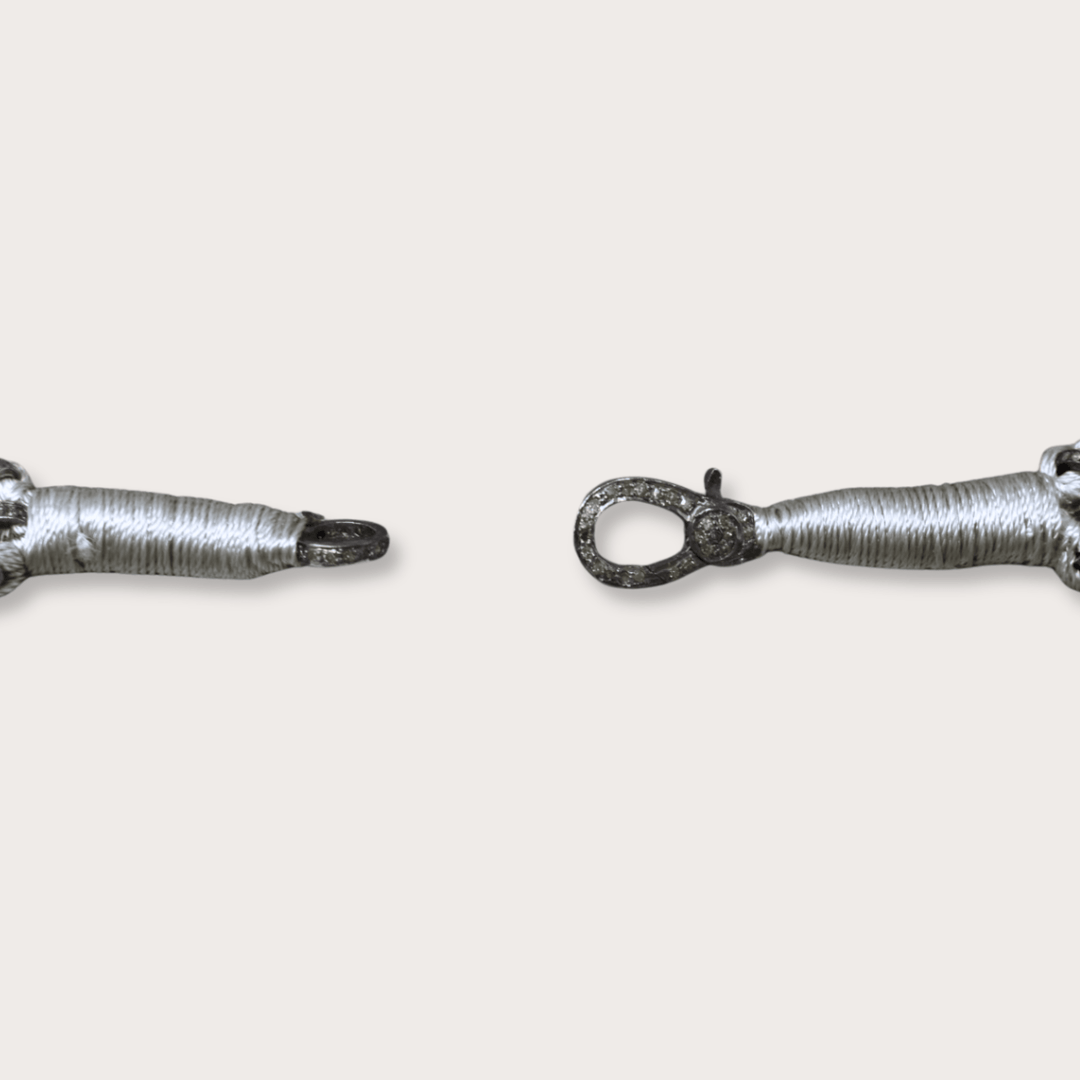Silver Macrame Bracelet with Polki II
