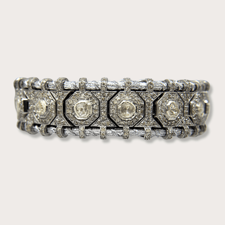 Silver Macrame Bracelet with Polki II