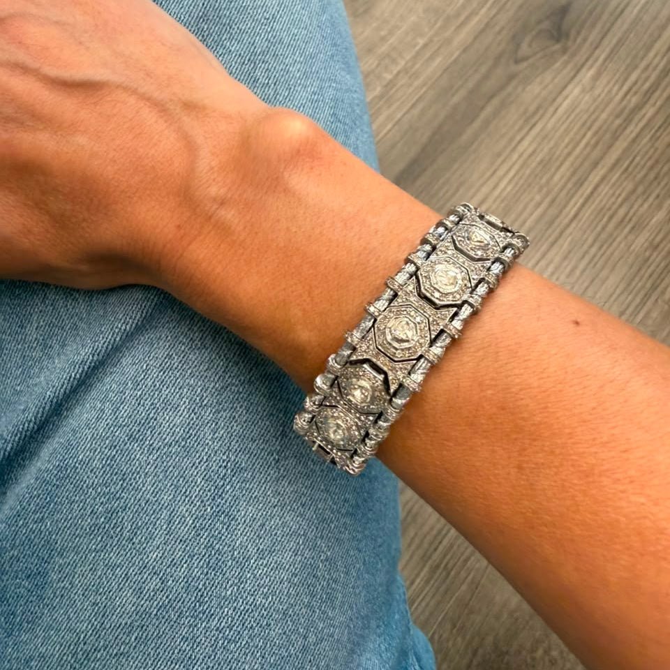Pulsera Macrame Silver Polki - LAURA CANTU JEWELRY