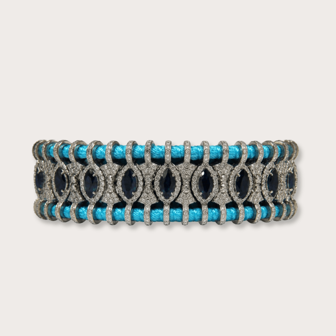 Pulsera Macrame Sky Blue Saphire - LAURA CANTU JEWELRY