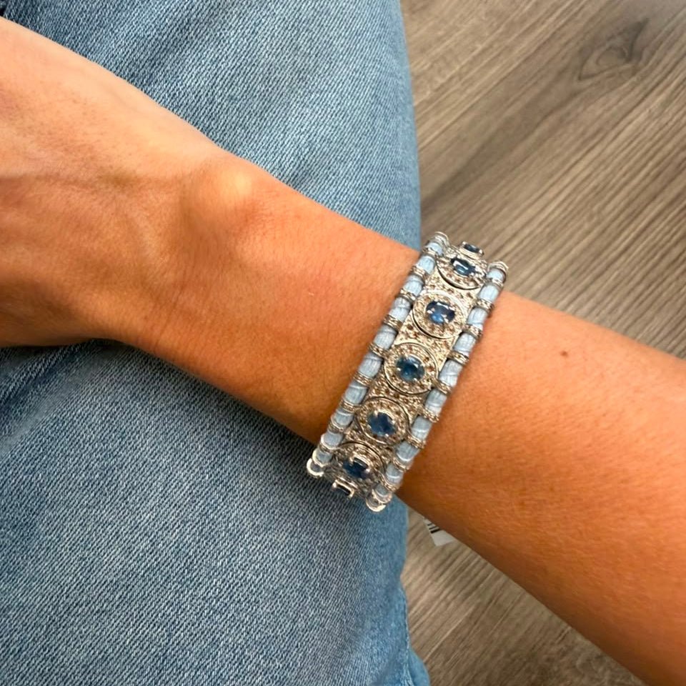 Pulsera Macrame Sky Blue Saphires - LAURA CANTU JEWELRY