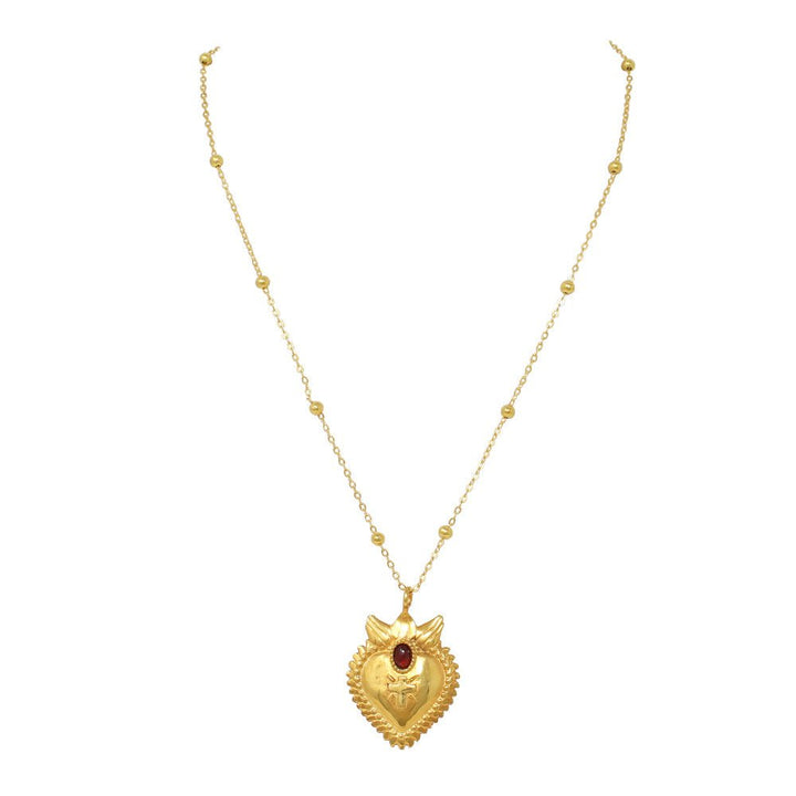 Sacred Heart Ball Chain Necklace - LAURA CANTU JEWELRY