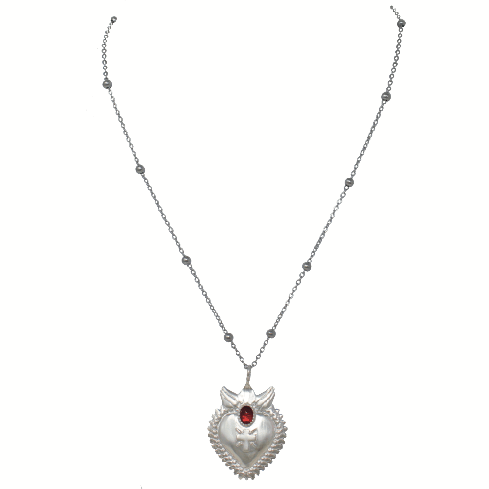 Sacred Heart Ball Chain Necklace - LAURA CANTU JEWELRY