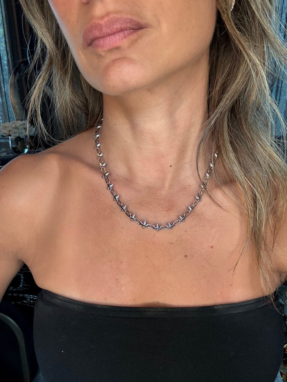 Silver Spike Necklace - LAURA CANTU JEWELRY