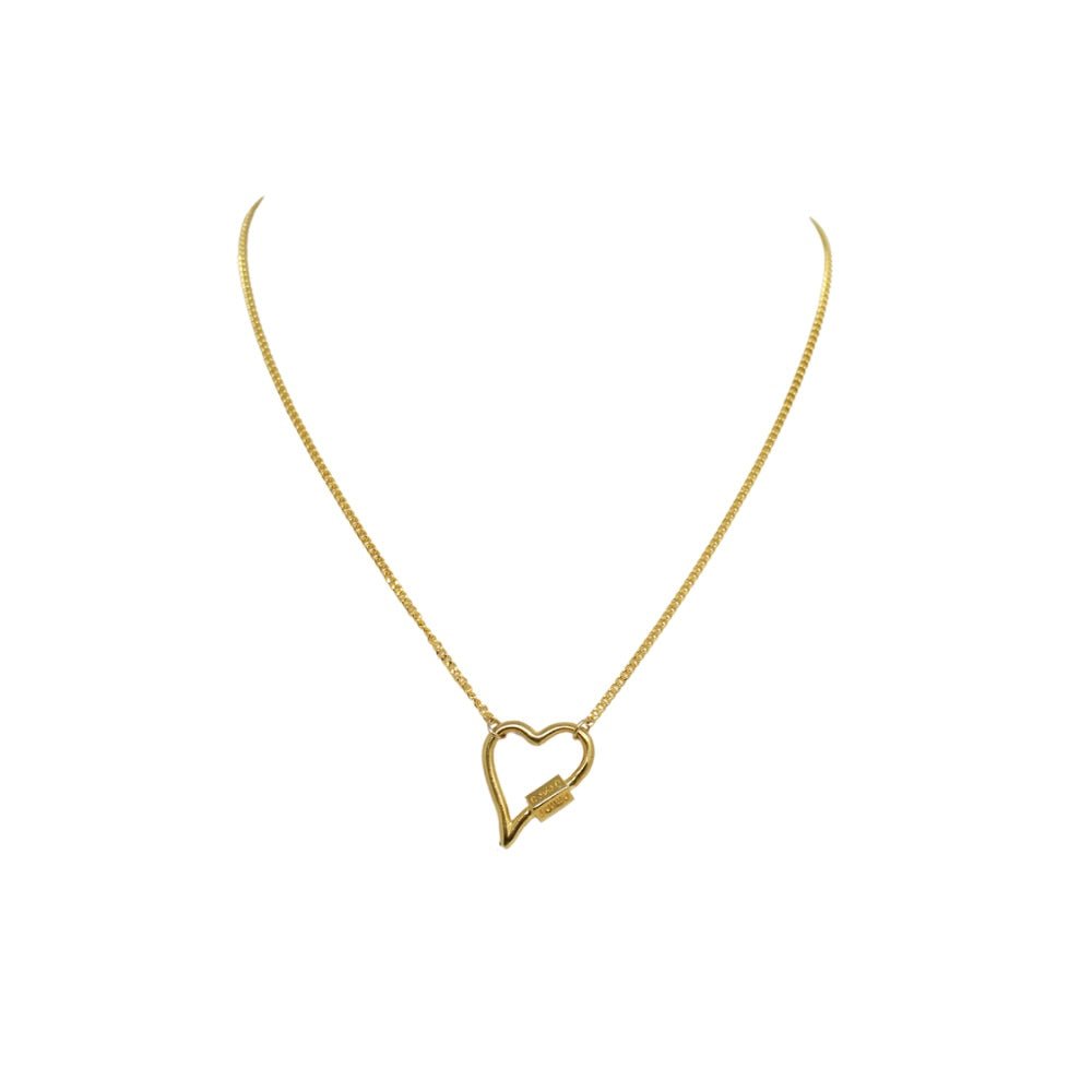 Thin Large Heart Lock Necklace (dije grande) - LAURA CANTU JEWELRY