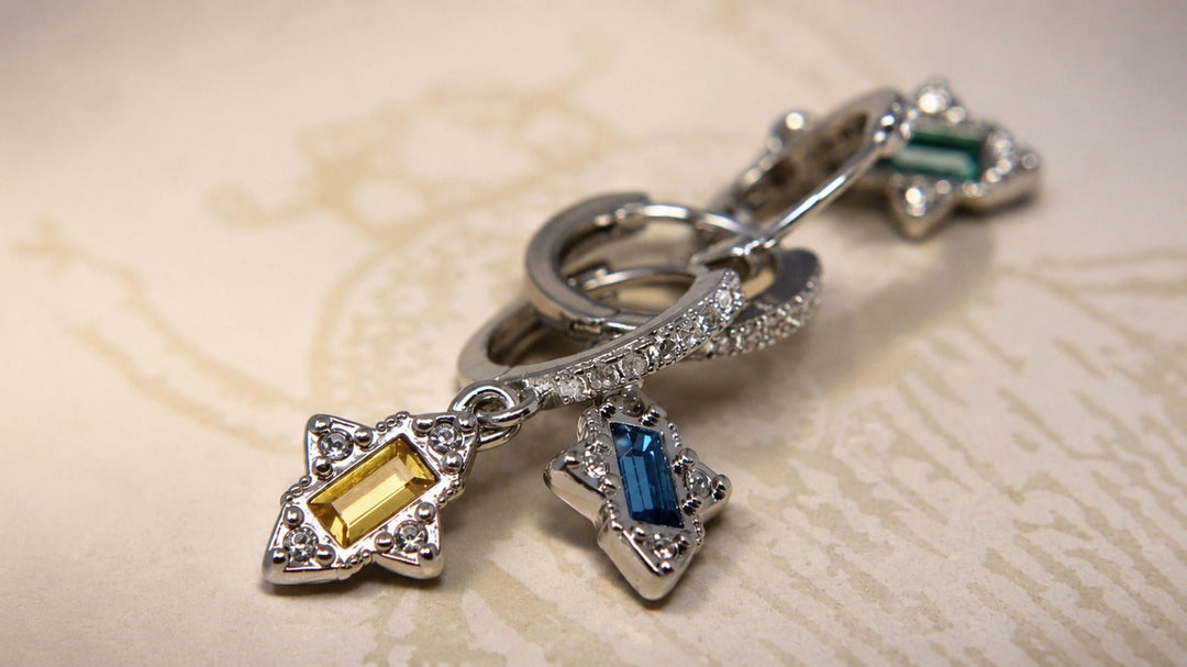 Vintage Rectangular Gem Piercing Silver - LAURA CANTU JEWELRY
