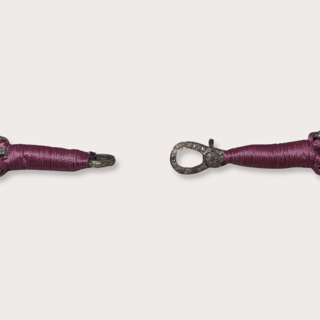 Wine Macrame Bracelet with Rubies - LAURA CANTU JEWELRY