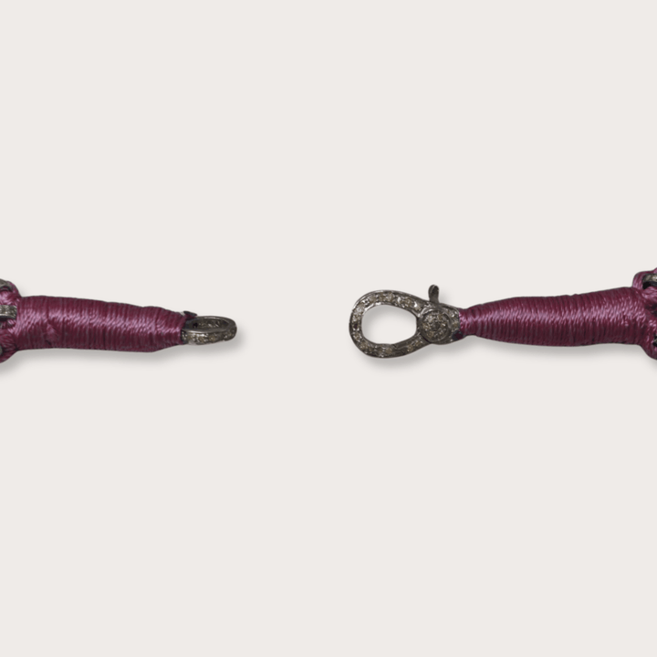 Wine Macrame Bracelet with Rubies - LAURA CANTU JEWELRY