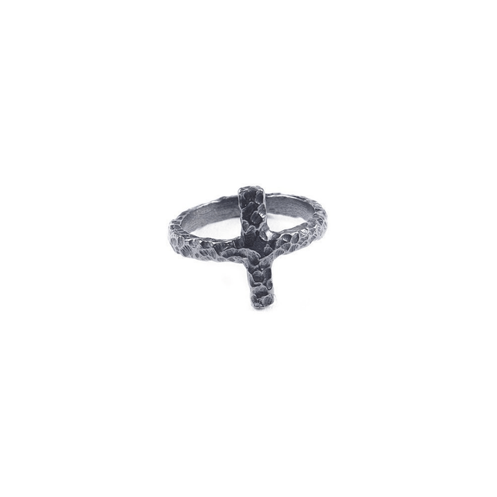 Antique Silver Mid Finger Cross Ring - LAURA CANTU JEWELRY