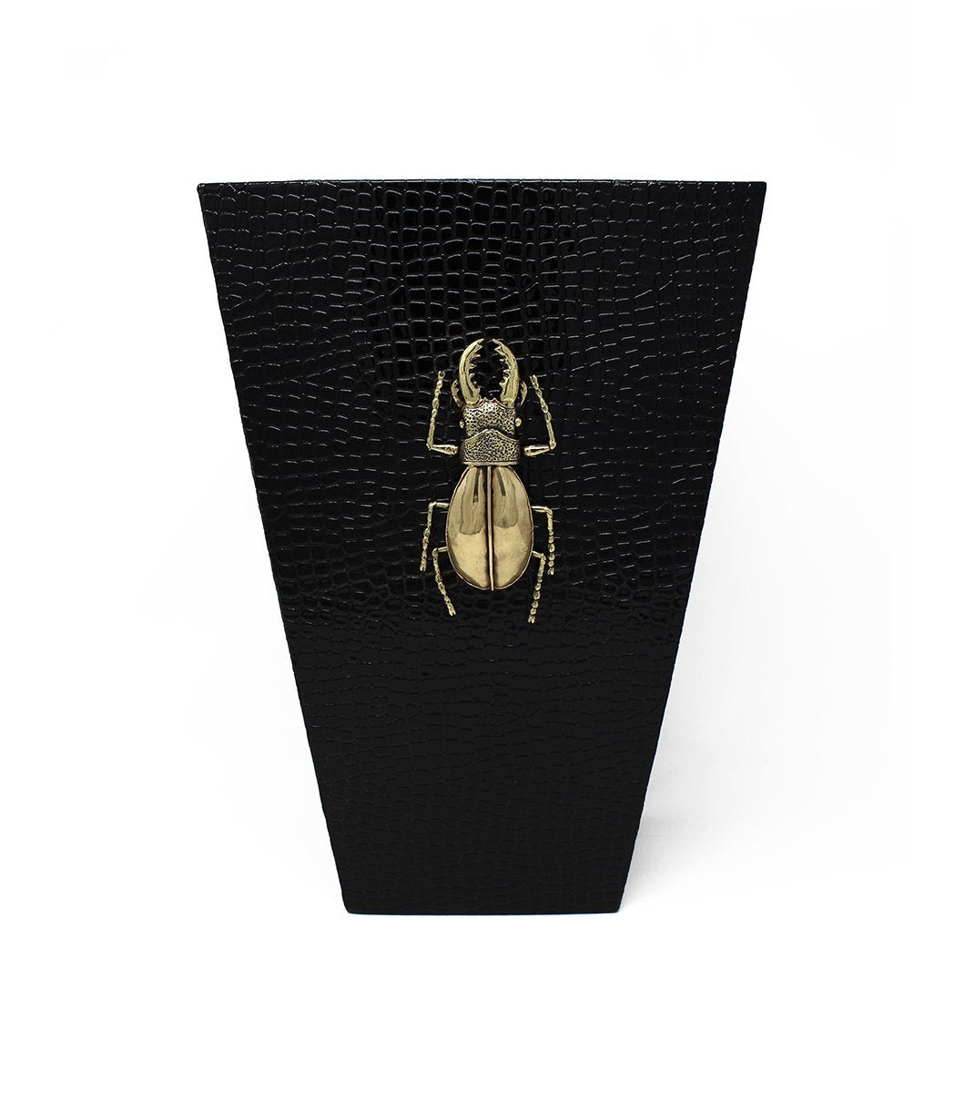 Black crocodile embossed wastebasket - Laura Cantu Jewelry - Mx
