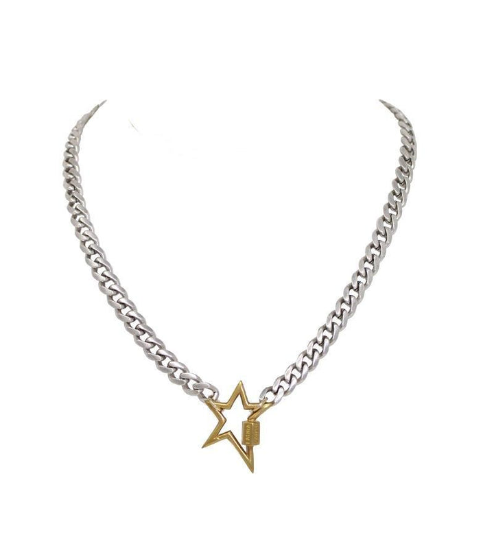 Bold necklace with star lock silver finish - Laura Cantu Jewelry - Mx