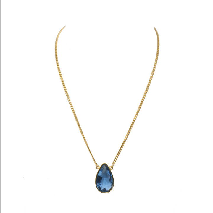Gold Crystal Teardrop Necklace - LAURA CANTU JEWELRY
