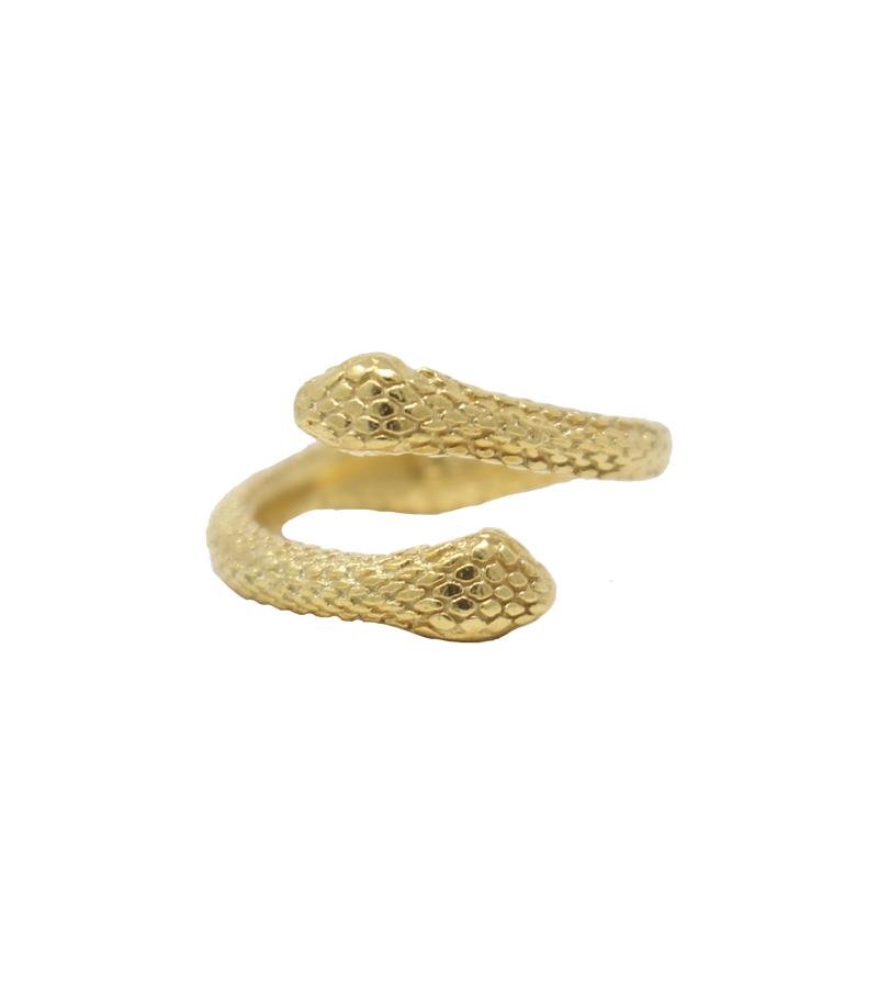 Gold Mid Finger Double Snake Ring - Laura Cantu Jewelry - Mx