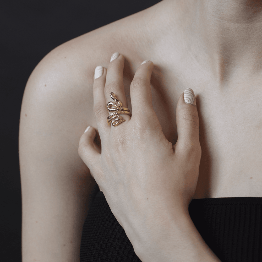 Gold Pinky Finger Snake Ring - LAURA CANTU JEWELRY