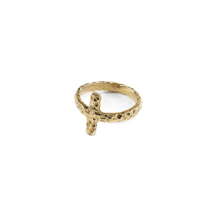 Gold Plated Silver Mid Finger Cross Ring - LAURA CANTU JEWELRY