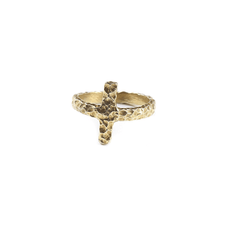 Gold Plated Silver Mid Finger Cross Ring - LAURA CANTU JEWELRY