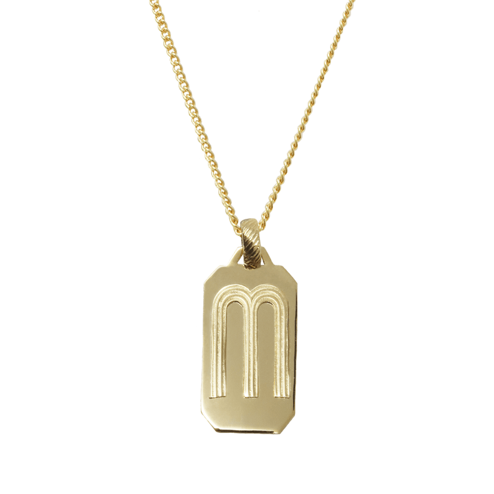 Initial Retro Tag Necklace - LAURA CANTU JEWELRY