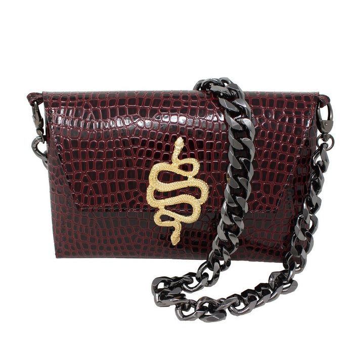 Natasha Gold Snake Clutch (Antique Silver Chain) - LAURA CANTU JEWELRY