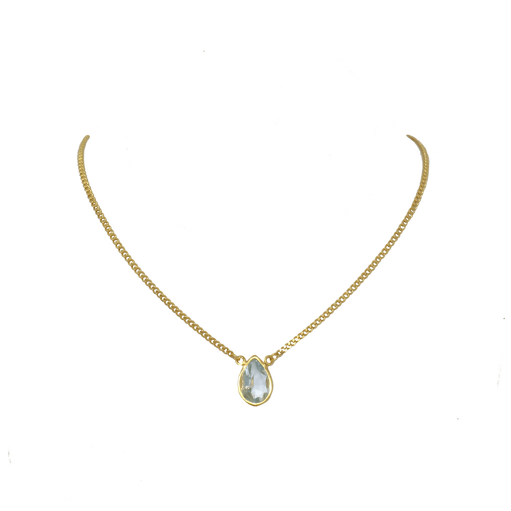 Small Crystal Gold Teardrop Necklace - LAURA CANTU JEWELRY