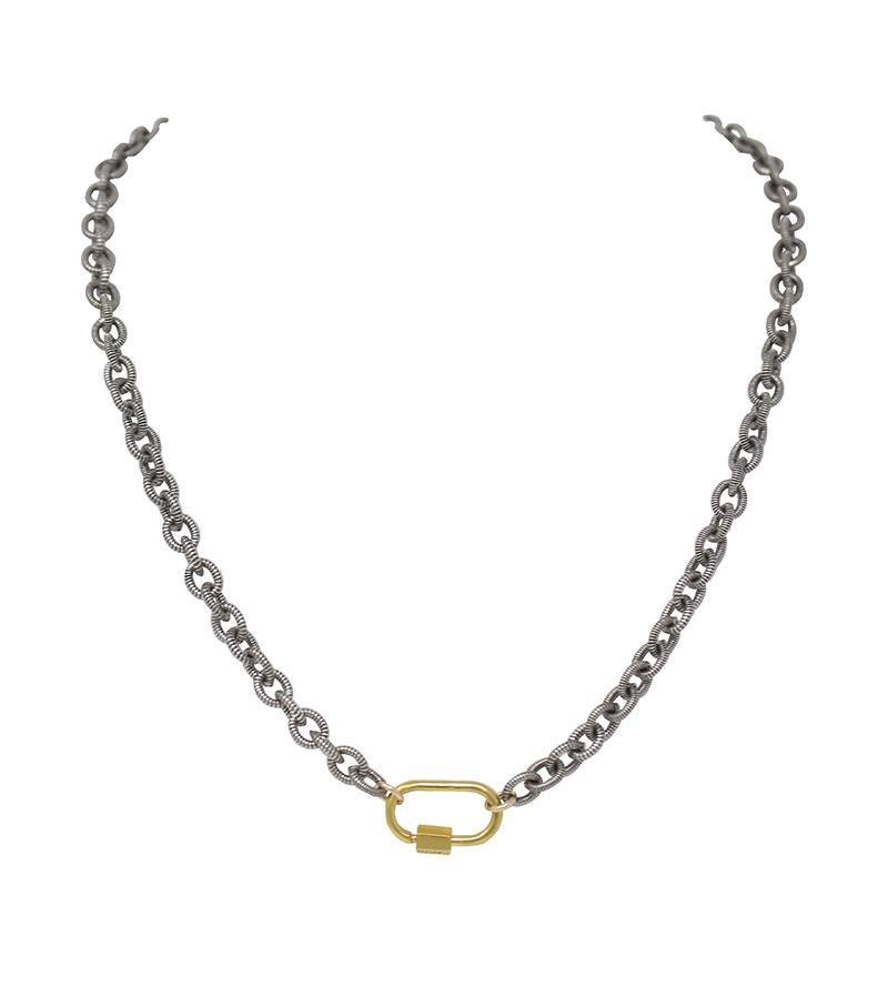 Striped chain choker with lock - Laura Cantu Jewelry - Mx