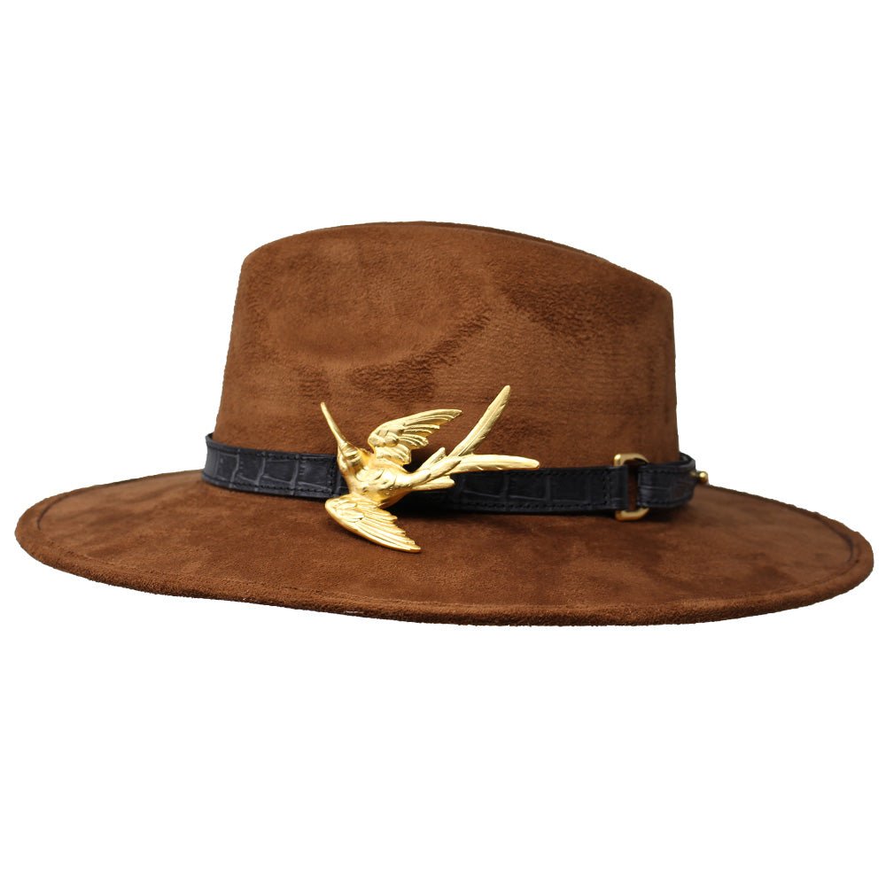 Suede Hat with Hummingbird Buckle - LAURA CANTU JEWELRY