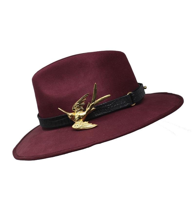 Suede Hat with Hummingbird Buckle - LAURA CANTU JEWELRY