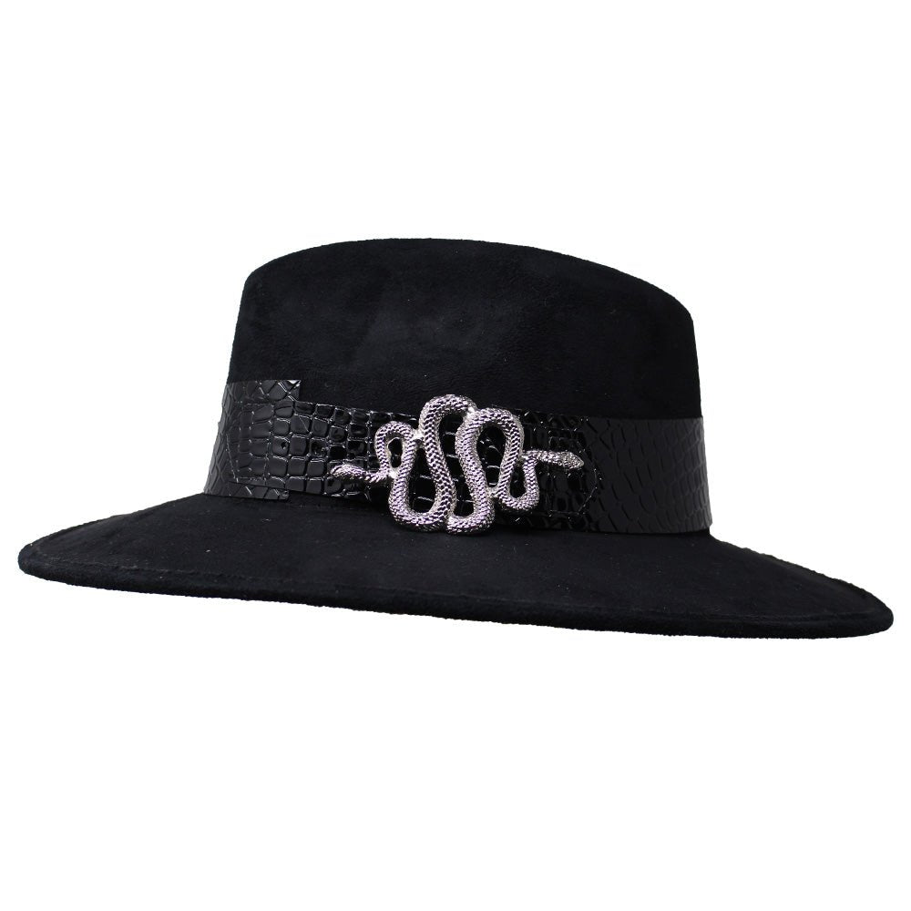 Suede Hat with Snake Buckle - LAURA CANTU JEWELRY