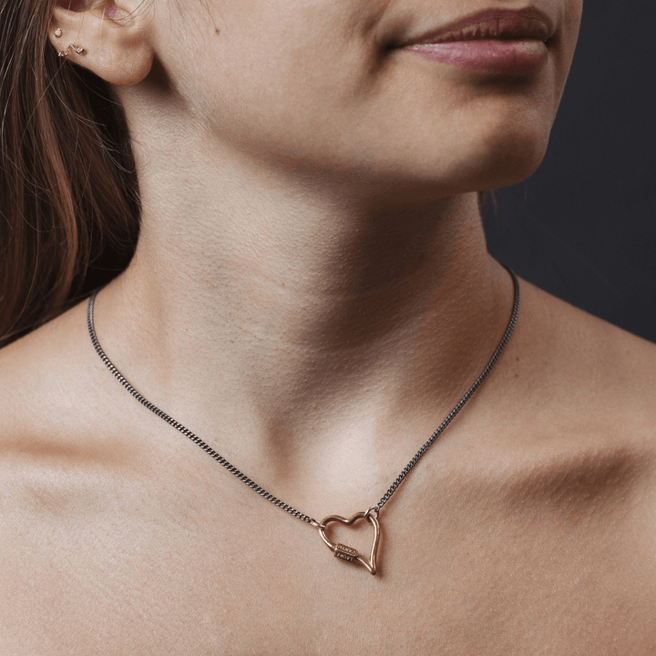 Thin Heart Lock Necklace - LAURA CANTU JEWELRY