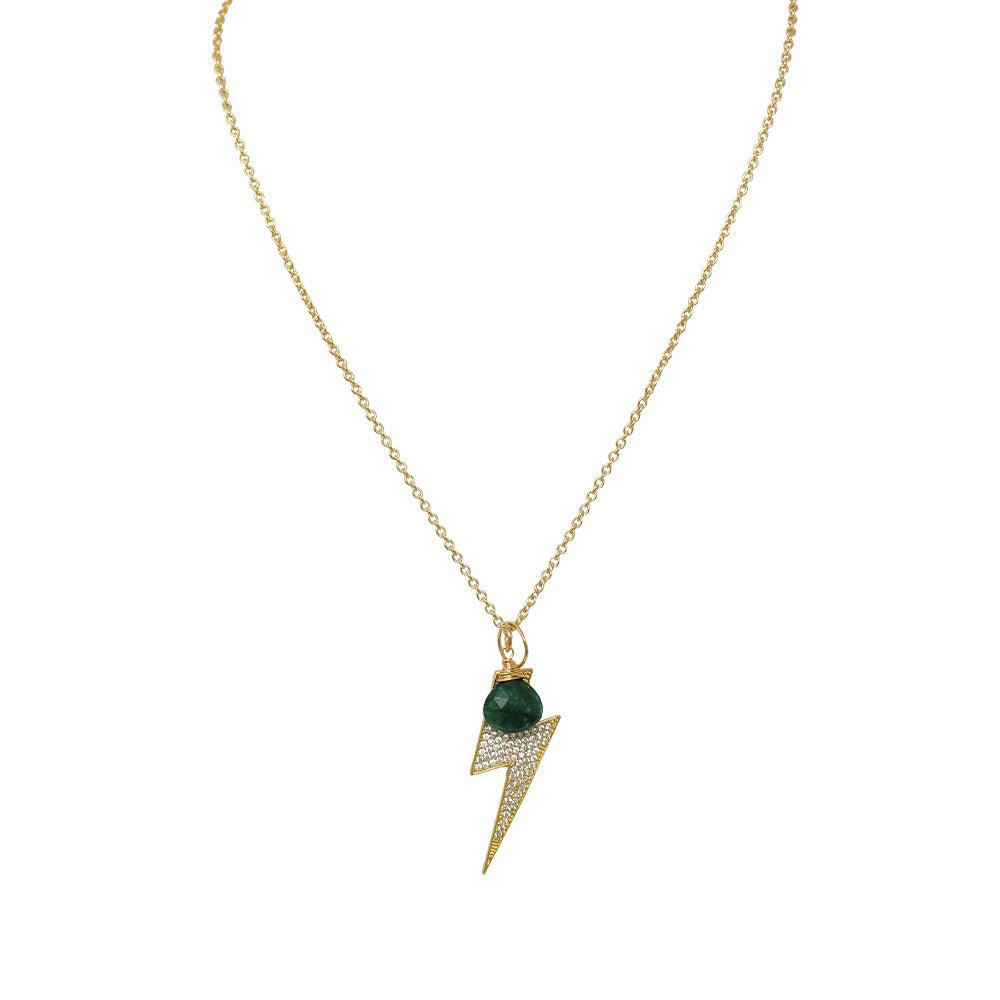 XL Lightning Emerald Necklace - LAURA CANTU JEWELRY